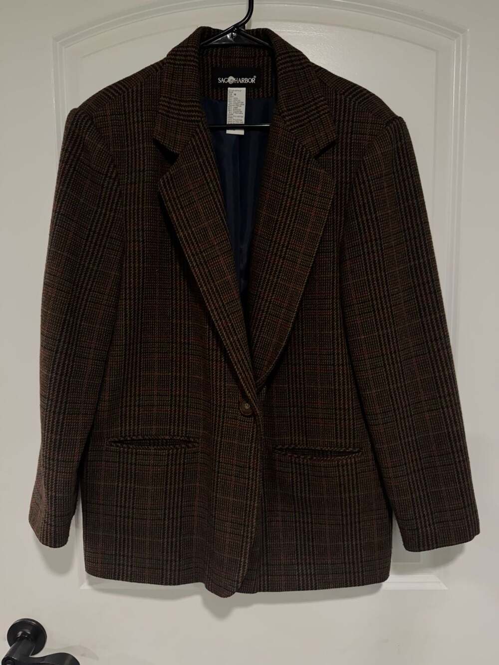 Wool Blend Plaid Blazer Women’s Size 16 Dark Academia Old Money Preppy